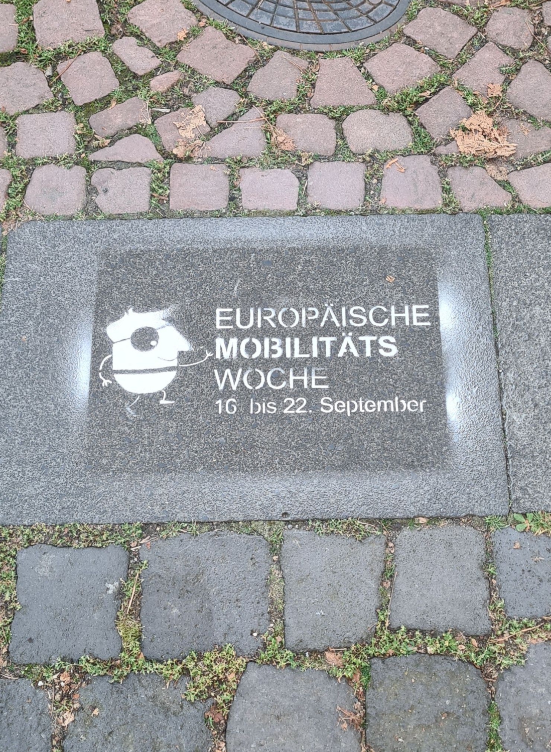 Gehwegwerbung für die europäische Mobilitätswoche in Bad Honnef